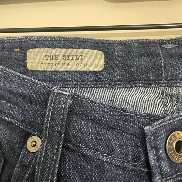 ADRIANO GOLDSHMIED THE‎ STILT CIGARETTE BLUE DARK WASHED JEANS whiskered SZ 26R - Picture 6 of 7